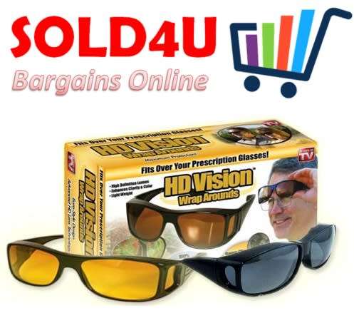 Hd Vision Wrap Around Glasses - Set of 2 Brown & Black Glasses Night Vision Antiglare