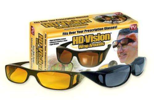 Hd Vision Wrap Around Glasses - Set of 2 Brown & Black Glasses Night Vision Antiglare