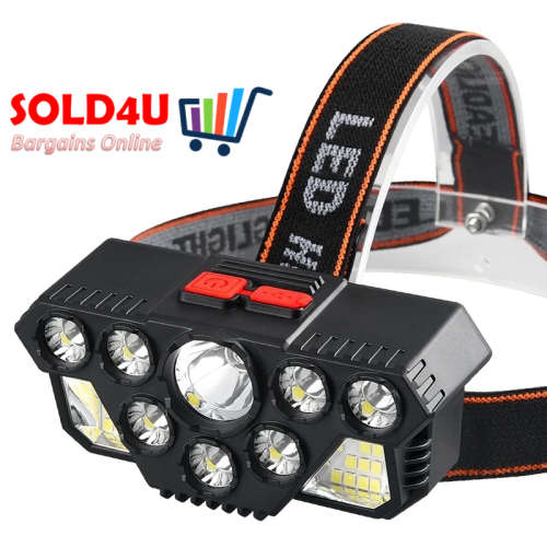USB Rechargeable Headlight, 8X LED 20X SMD Super Bright High Lumens Led Headlamp
