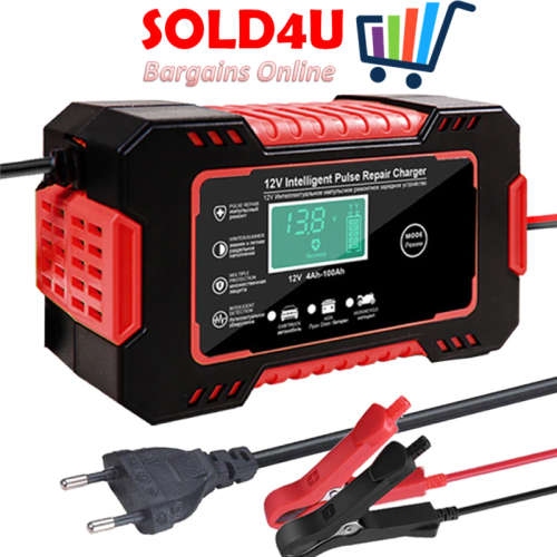 12V 6A Battery charger Intelligent Pulse Repair LCD Display Battery Charger 12 Volts 6 Amps 2-100AH