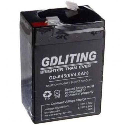6V 4.0A Lead Acid Battery - 6 Volts 4 Amps Rechargeable Battery GD-645 GDLITING