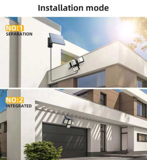 198 LED 4 Head Solar Sensor Light Rotatable with Split Solar Panel Remote in-built Lithium Battery