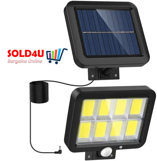 160 LED Bright COB White Solar LED Light With Split Solar Panel & Motion Sensor with Cable
