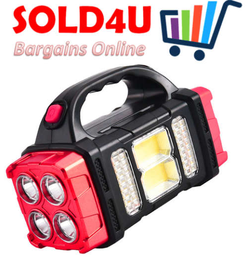 4 Front LED + 4 Rear LED + 32 Side LED + COB Lithium Battery Solar Rechargeable Multifunction Light