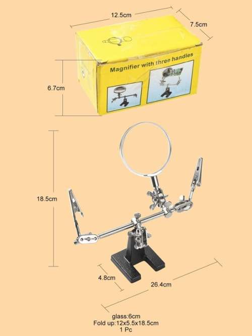Third hand with real glass magnifying glass - Hobby DIY Hands Free Magnifier Helping Hand Magnifier