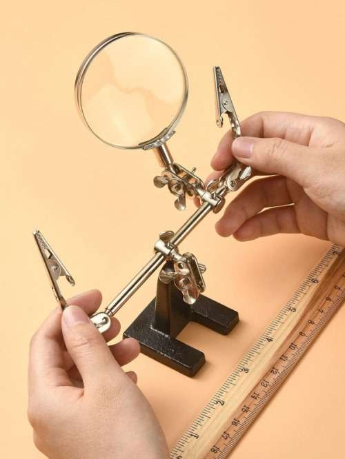 Third hand with real glass magnifying glass - Hobby DIY Hands Free Magnifier Helping Hand Magnifier
