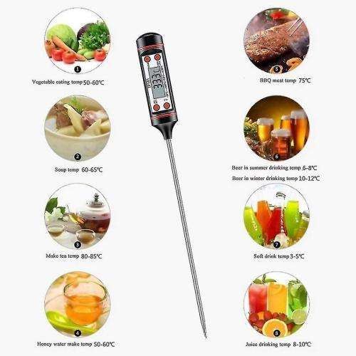 Digital Food Thermometer Meat BBQ Grill Kitchen Cooking Thermometer 4 Keys Manual
