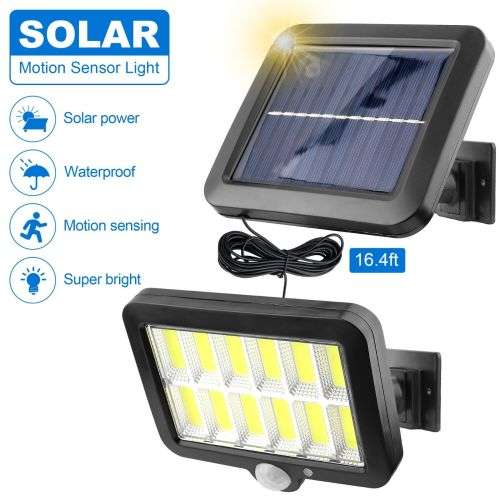 12 COB LED Bright White Solar Light With Solar Panel & Motion Sensor