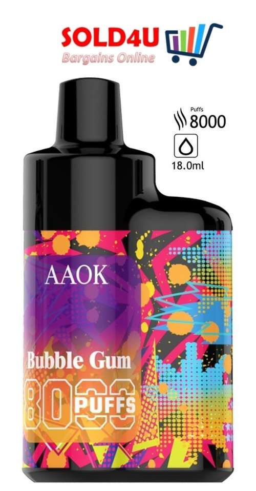 8000 PUFFS Disposable Vape e-cigarette- 18ml - 650mAh Battery [ Bubble Gum Flavour]