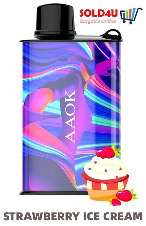 8000 PUFFS Disposable Vape e-cigarette [ Strawberry Icecream Flavour] 500MAh Battery