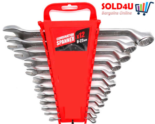 Professional 12 Piece Combination Spanner Set Chrome Vanadium - 6mm to 22mm