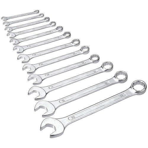 Professional 12 Piece Combination Spanner Set Chrome Vanadium - 6mm to 22mm