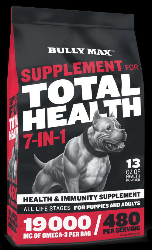 Bully Max Total Health 7-In-1 Dog Supplement - Puppy and Adult Dog Omega 3 Supplement - MADE IN USA