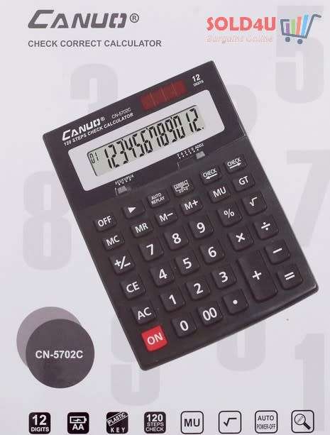 Electronic Calculator - 120 Steps - 12 Digits Check Correct Dual power Solar & battery