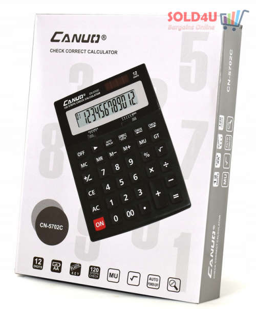 Electronic Calculator - 120 Steps - 12 Digits Check Correct Dual power Solar & battery