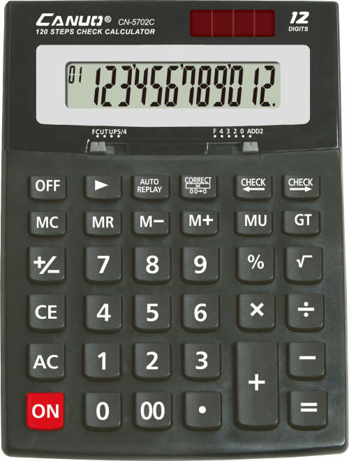 Electronic Calculator - 120 Steps - 12 Digits Check Correct Dual power Solar & battery