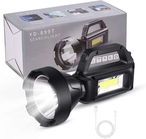 Super Bright With Handle Portable Rechargeable LED+COB 1200mAh Searchlight Solar