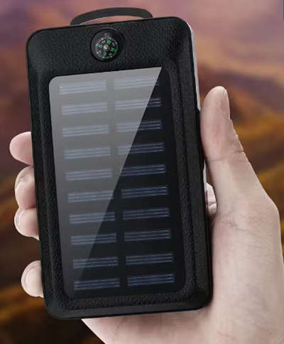 10000mAh Solar Power Bank Compass Dual USB Mobile Phone Fast Charger Battery + LED Light