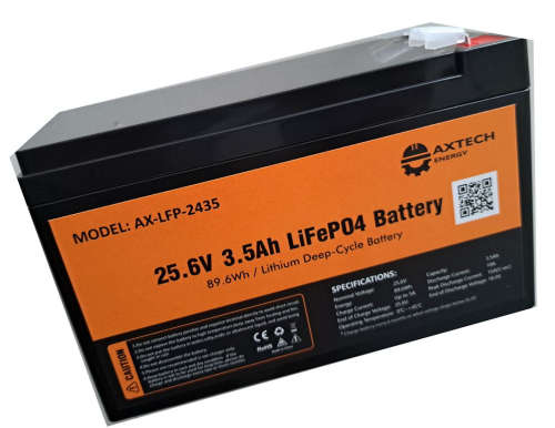 24V 3.5Ah Lithium ion Battery (LifePO4) AxTech - Gate Motors - Alarms, CCTV long life