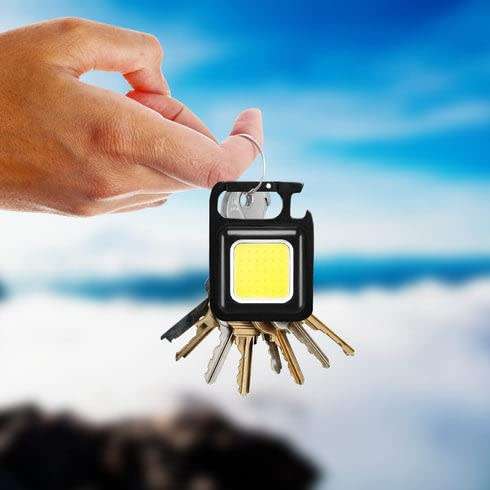 Keychain LED Light Mini COB Flashlights Rechargeable Keychain Light