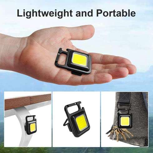 Keychain LED Light Mini COB Flashlights Rechargeable Keychain Light