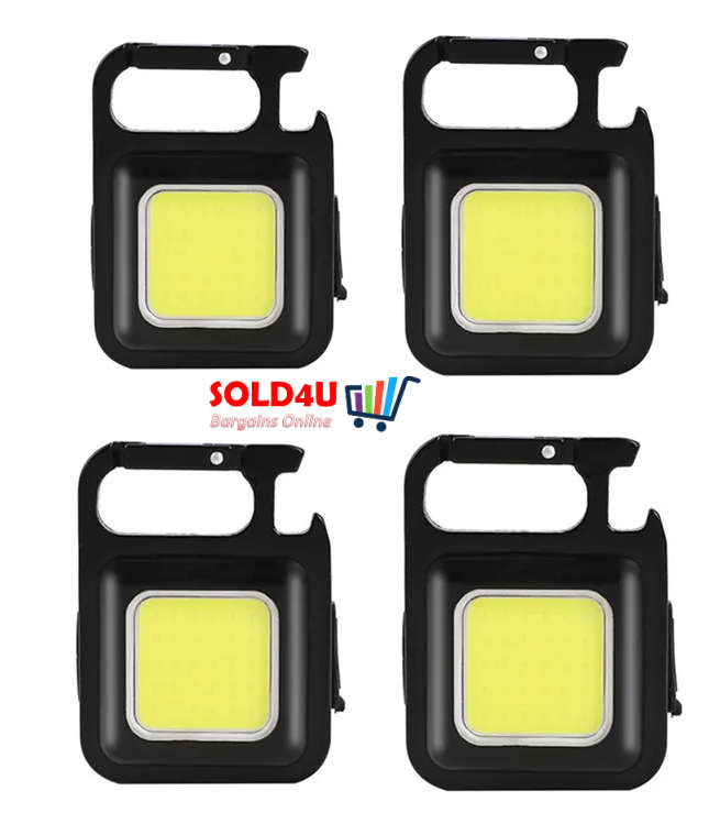 [PACK OF 4Pcs ] Keychain Small Pocket Light - Mini COB Flashlights Bright Rechargeable