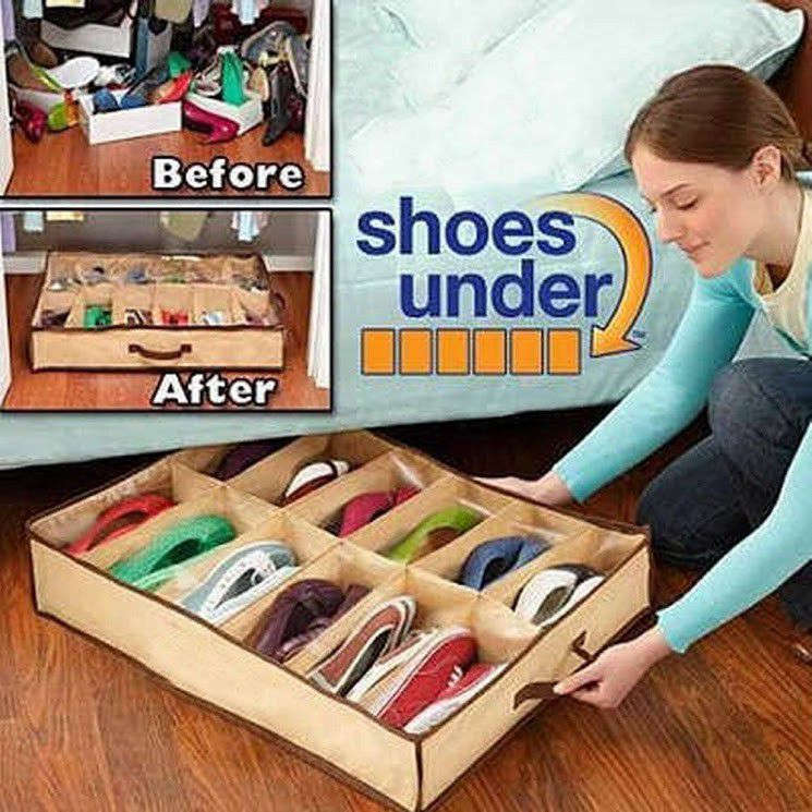 Shoe Box Organizer Closet/Under Bed Storage for 12 Pairs Of Shoes