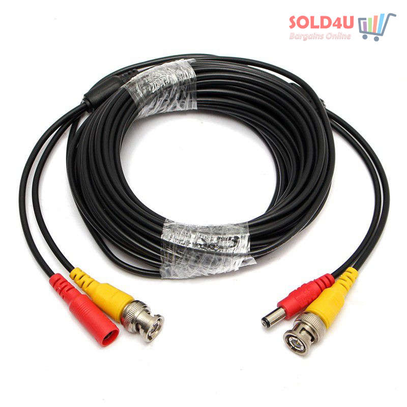 10m CCTV Camera Cable Power & Video Ready Plug and Play [BNC + DC]  10 Meters