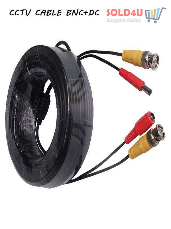 10m CCTV Camera Cable Power & Video Ready Plug and Play [BNC + DC]  10 Meters