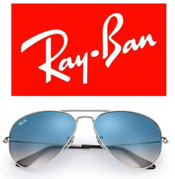 Ray-Ban Aviator Large Metal Silver RB3025 Light Blue Gradient Sunglasses RayBan