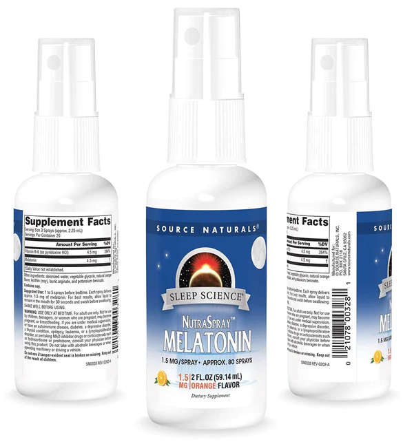 Source Naturals Melatonin Orange Flavoured NutraSpray - 80 sprays peaceful sleep NATURAL SLEEP AID