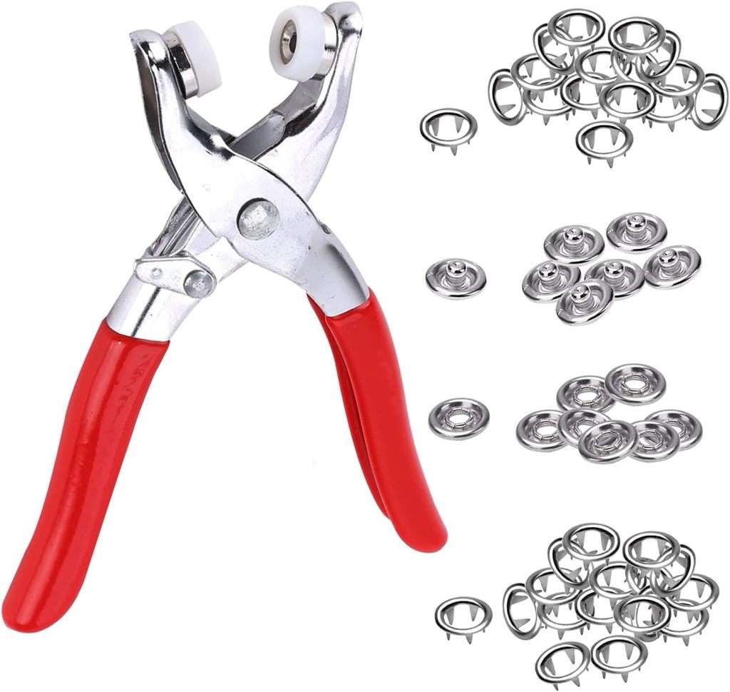 100 Piece Snap Button Kit Metal Sewing Prong Rings Buttons Press Studs Pliers Snap Craft Fasteners