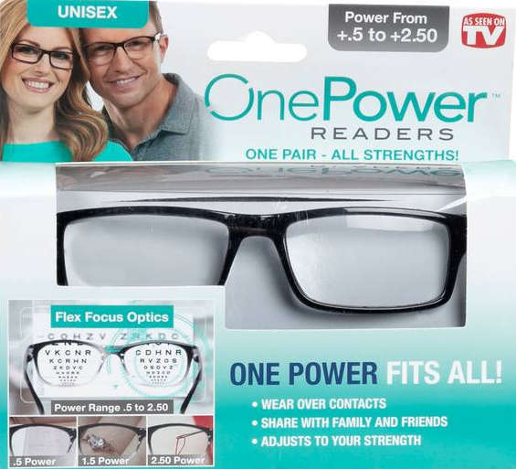 One Power Reader Unisex Glasses- Power from +.5 to +2.50 Auto Focus Adjusting Reading Glasses