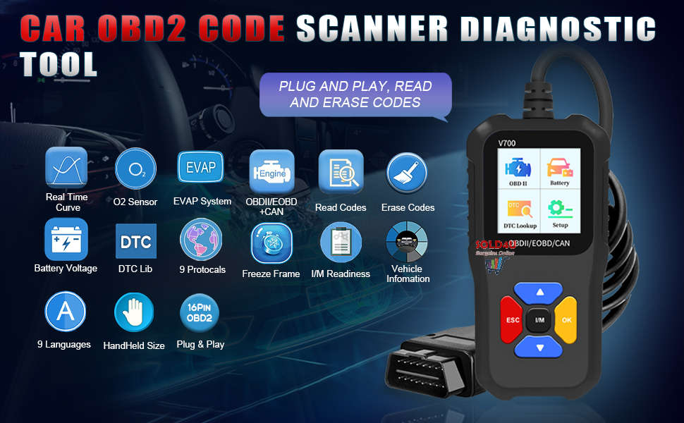 V700 1.8 inch Color Car Fault Detector Code Reader OBD2 Scanner Diagnostic Tool Car Several Models