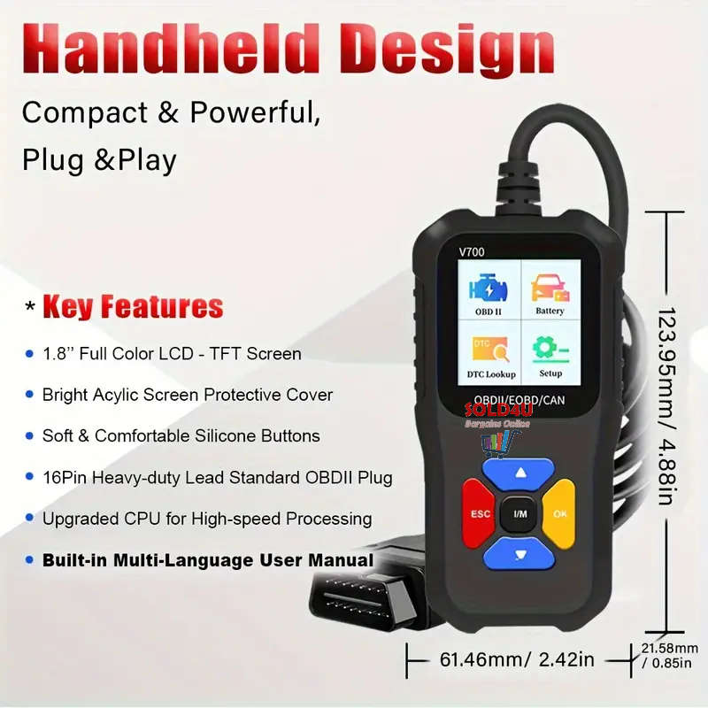 V700 1.8 inch Color Car Fault Detector Code Reader OBD2 Scanner Diagnostic Tool Car Several Models