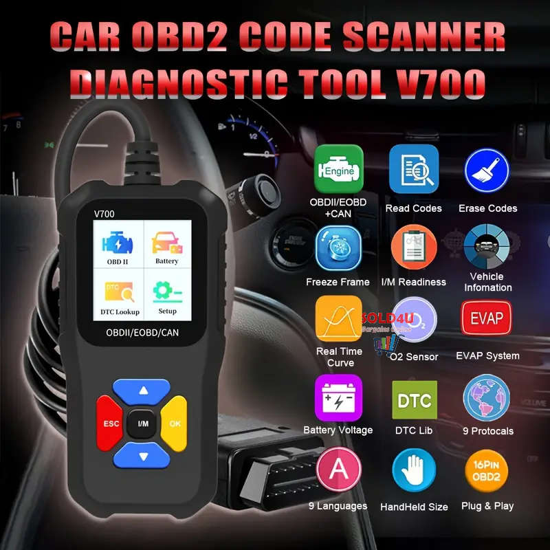 V700 1.8 inch Color Car Fault Detector Code Reader OBD2 Scanner Diagnostic Tool Car Several Models