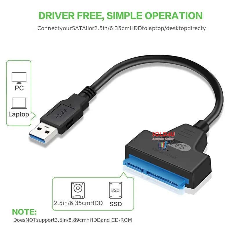 SATA To USB Cable - USB 3.0 Adapter Cable for 2.5` SATA SSD/HDD Drive