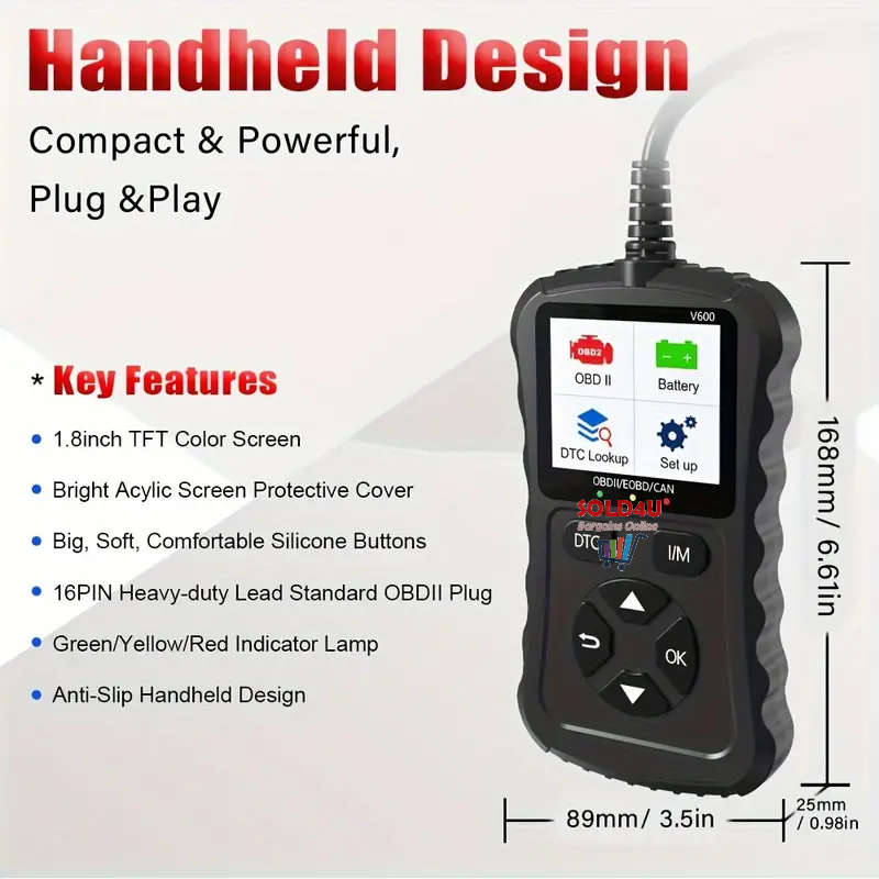 V600 1.8 inch Color Car Fault Detector Code Reader OBD2 Scanner Diagnostic Tool Car Several Models