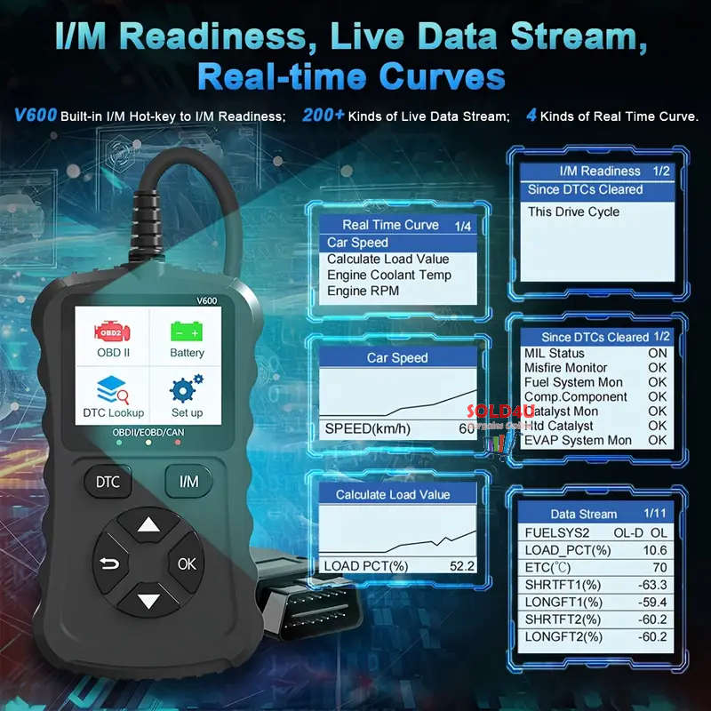 V600 1.8 inch Color Car Fault Detector Code Reader OBD2 Scanner Diagnostic Tool Car Several Models