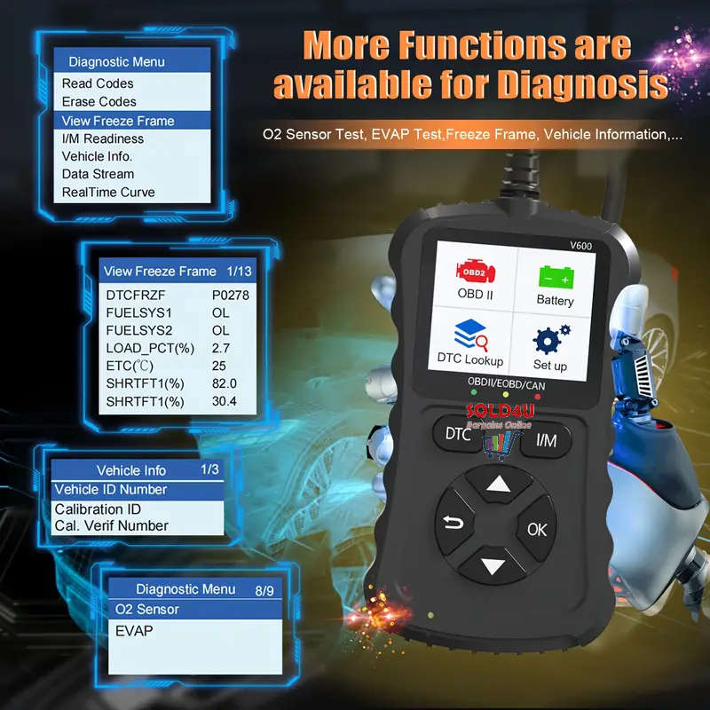 V600 1.8 inch Color Car Fault Detector Code Reader OBD2 Scanner Diagnostic Tool Car Several Models