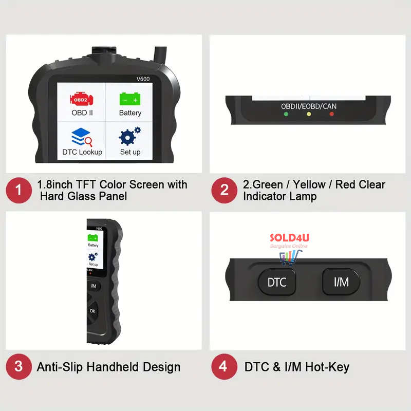 V600 1.8 inch Color Car Fault Detector Code Reader OBD2 Scanner Diagnostic Tool Car Several Models