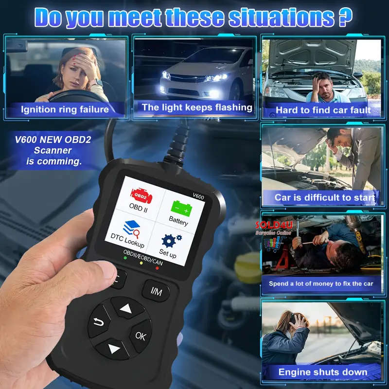 V600 1.8 inch Color Car Fault Detector Code Reader OBD2 Scanner Diagnostic Tool Car Several Models