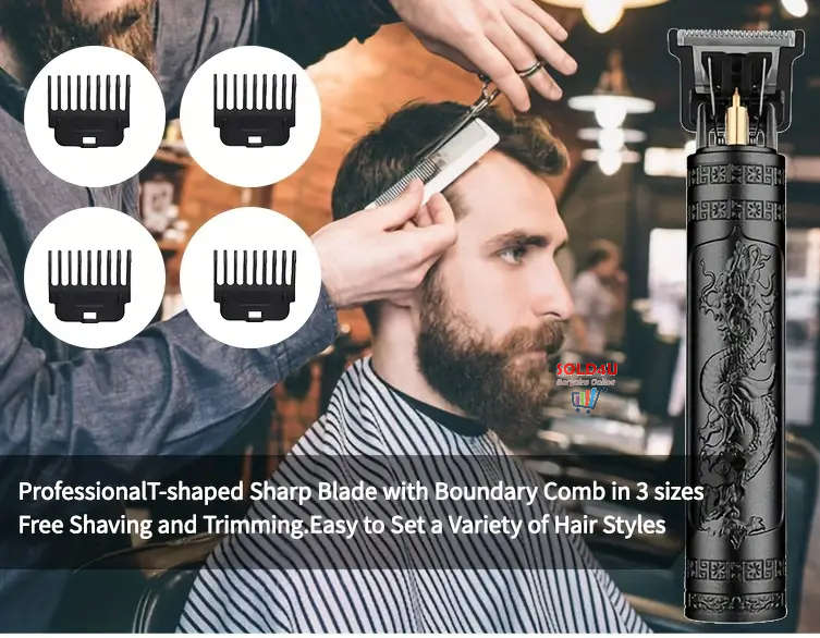 Vintage Professional USB Rechargeable Cordless Electric Hair Clippers Razor Trimmer