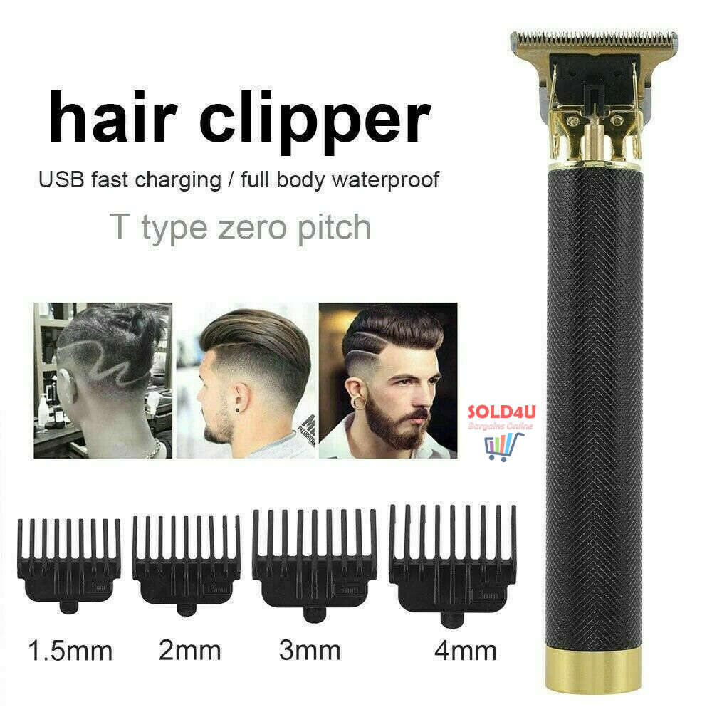 Vintage Professional USB Rechargeable Cordless Electric Hair Clippers Razor Trimmer