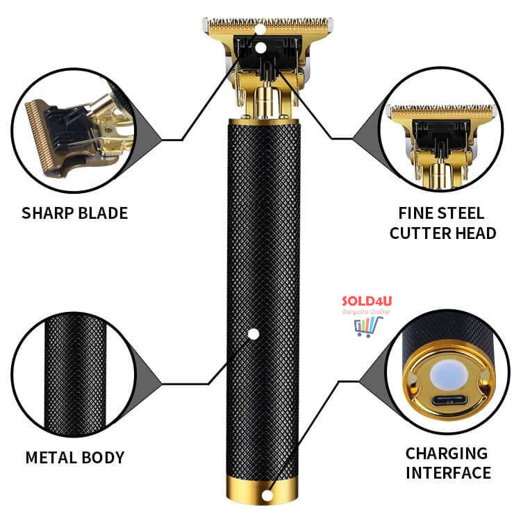 Vintage Professional USB Rechargeable Cordless Electric Hair Clippers Razor Trimmer