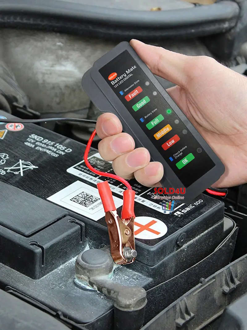 12V Mini Car Battery Tester Digital Alternator Tester 6LED For Motorcycle & Car Auto Battery Tester