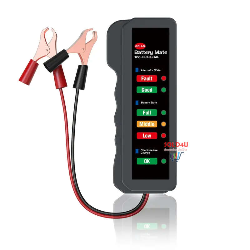 12V Mini Car Battery Tester Digital Alternator Tester 6LED For Motorcycle & Car Auto Battery Tester