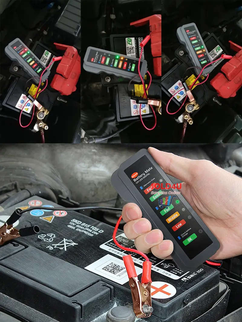 12V Mini Car Battery Tester Digital Alternator Tester 6LED For Motorcycle & Car Auto Battery Tester