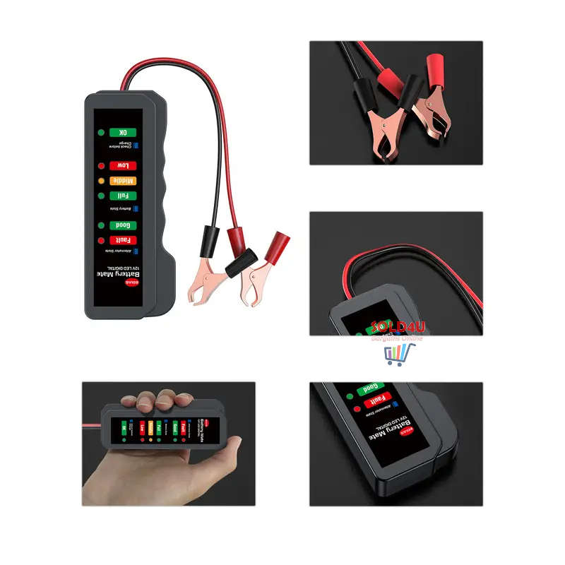 12V Mini Car Battery Tester Digital Alternator Tester 6LED For Motorcycle & Car Auto Battery Tester