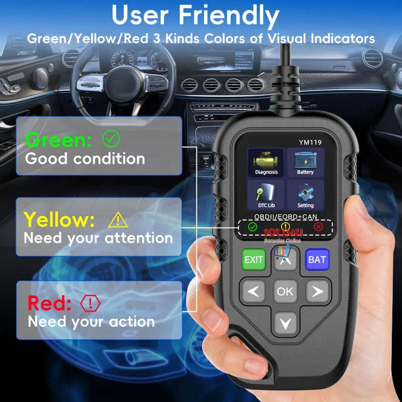 OBD II 1.8 inch Color Car Fault Detector Code Reader OBD2 Scanner Diagnostic Tool Car YM119